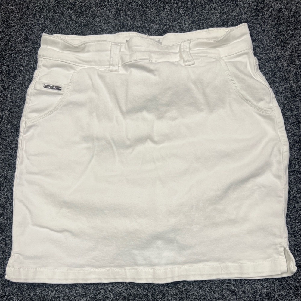Beija Flor Skort Women 2 White Denim Stretch Mini Skirt Active Golf Tennis Core